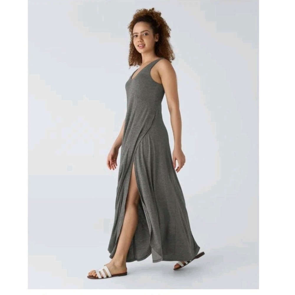 HALARA U-Neck Flowy Maxi Casual Tank Dress Gray Size L NWT